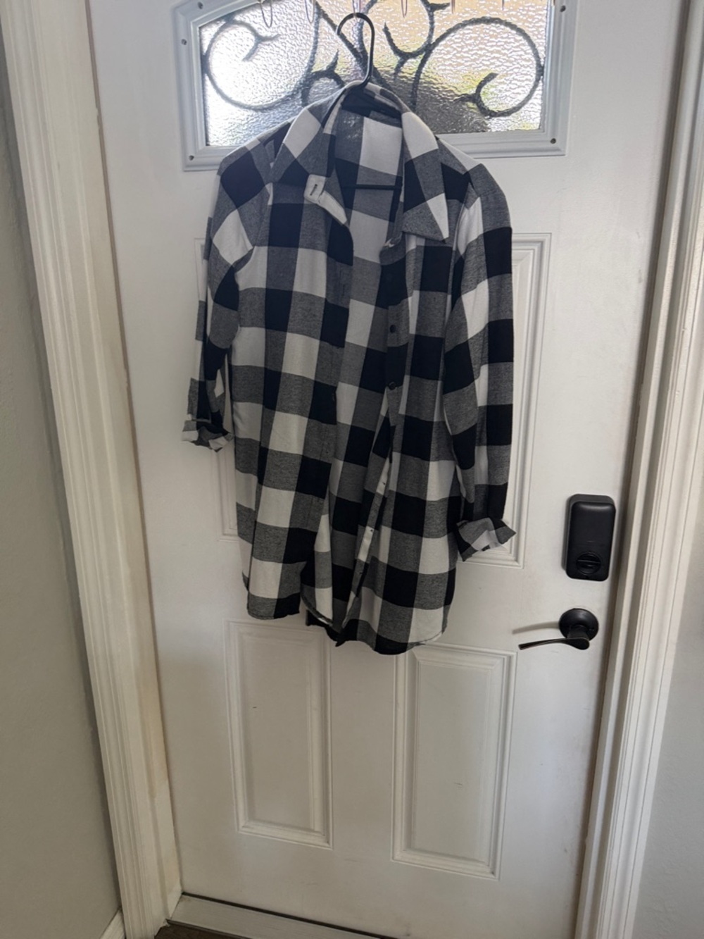SHEIN Black & White Buffalo Check Shirt Jacket